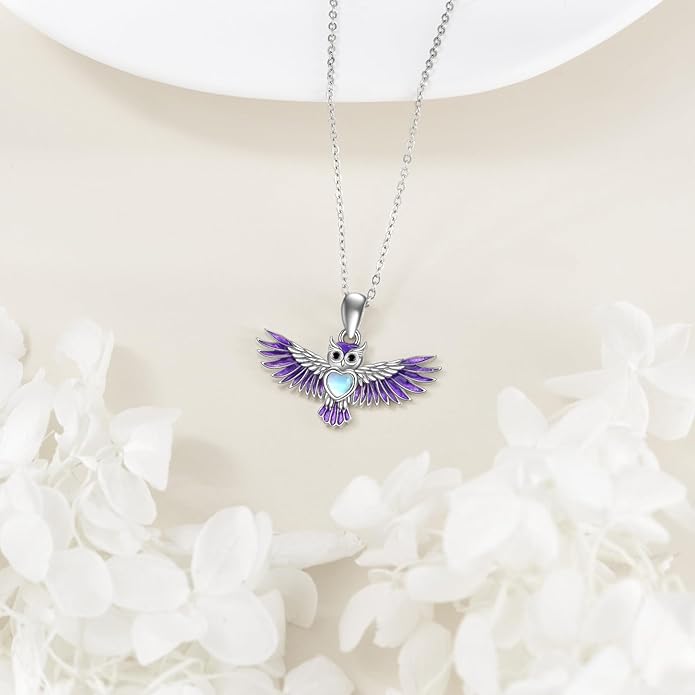 TIGER RIDER Bee Necklace for Women Sterling Silver Cute Animal Axolotl Dragonfly Moth Owl Black Cat Pendant Necklaces Animals Jewelry Birthday Gifts for Women Wife