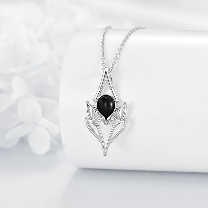 POPLYKE Spider/Butterfly/Fox/Killer Whale/Pande/Shark/Cat/Owl/Mermaid/Dragonfly Necklace 925 Sterling Sliver Animal Necklace Pendant Jewelry Gifts for Women