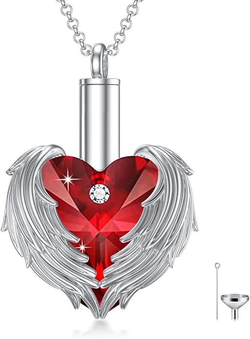 Animal Crystal Urn Necklace For Ashes Sterling Silver Butterfly Dragonfly Bee Phoenix Peacock Hummingbird Fox Angel Wing Pentagram Pentacle Cremation Necklace Heart Teardrop Urn Holder Necklaces For Women Memorial Jewelry