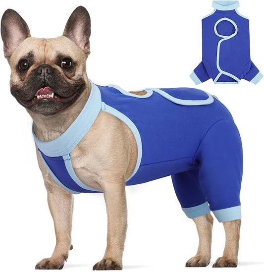 ROZKITCH Dog Surgery Leg Sleeve Rear Legs, Male Female Pet Prevent Licking Wound Elbow Knee Protector, Dog Recovery Suit Cone Collar Alternative Pants Shirt for Wound Heal Wrap Blue M