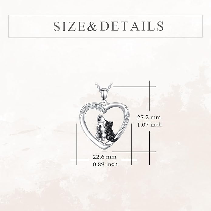 Cat Necklace Sterling Silver Cat Pendnat with Rose Quartz Pearl Jewelry Gifts for Women Cat Lovers