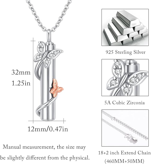 CUOKA MIRACLE Urn Necklace Ashes Sterling Silver Skull Urn Necklace Personalized Cremation Memorial Skull Ash Keepsake Pendant Cremation Jewelry