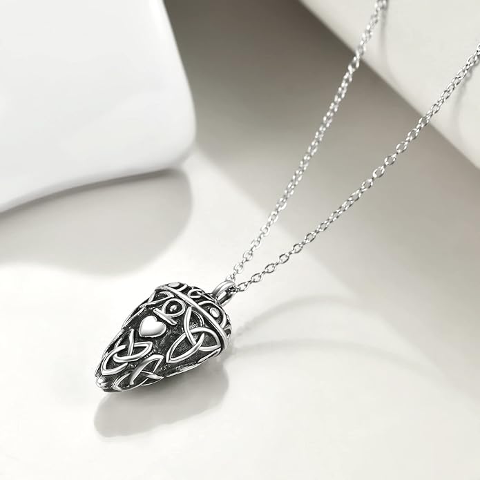 TIGER RIDER Urn Necklace for Ashes for Women 925 Sterling Silver Cremation Jewelry for Ashes