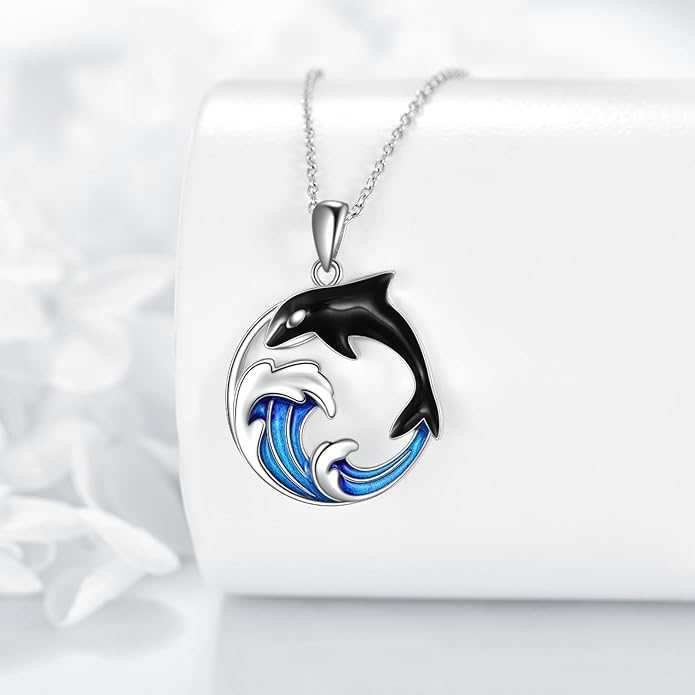 POPLYKE Spider/Butterfly/Fox/Killer Whale/Pande/Shark/Cat/Owl/Mermaid/Dragonfly Necklace 925 Sterling Sliver Animal Necklace Pendant Jewelry Gifts for Women