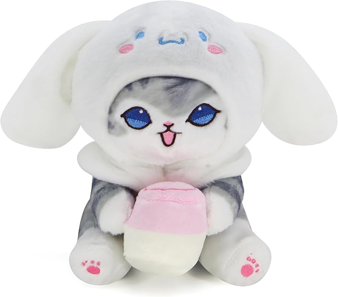 Kawaii Shark Cat Plush Toy Stuffed Animal Doll, Soft Pillow for Boys & Girls (Cat-D, 20cm/7.8in)