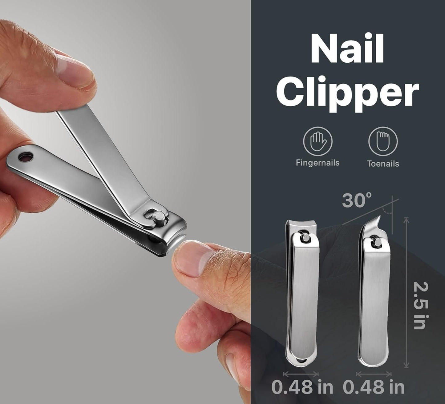 Konovo 5-Piece Nail Clippers Set，Stainless Steel Manicure Kit, Nail Grooming Travel Kit, Ail Clippers for Men, Toenail Clippers or Nail Cutter, Fingernail Clippers For Women, Manicure and Pedicure Kit