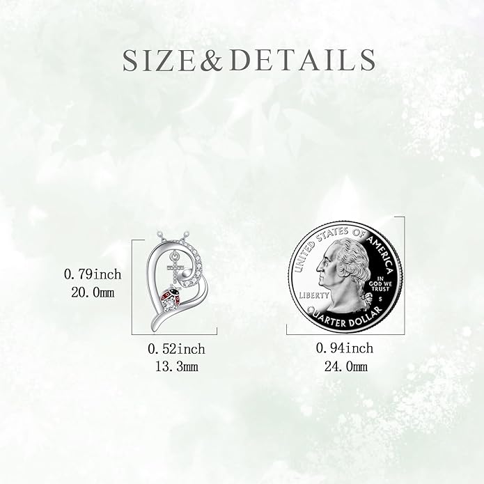 POPLYKE Ladybug Necklace for Women Sterling Silver Ladybug Jewelry Gifts for Mother Daughter