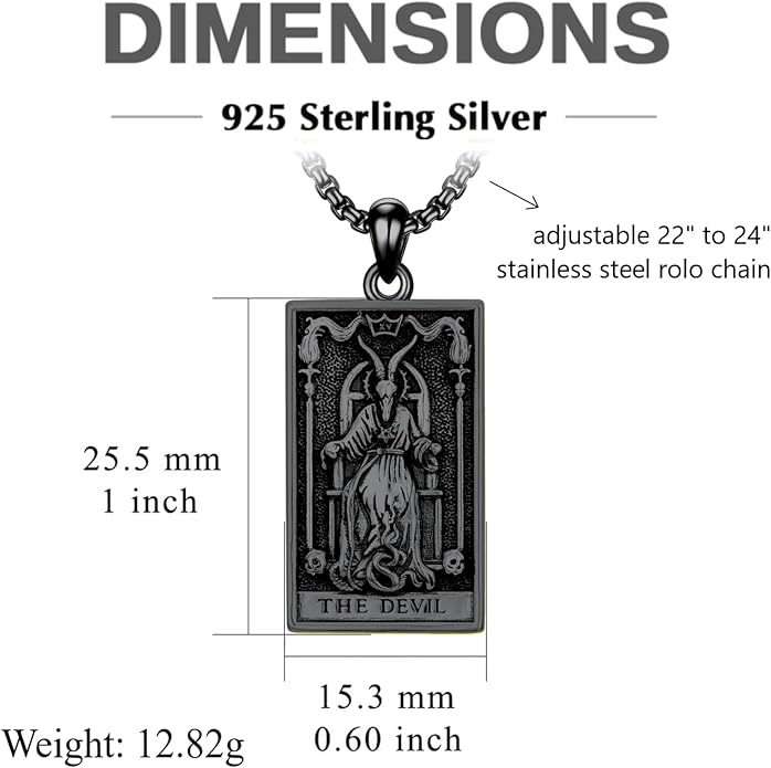 PELOVNY Tarot Card Necklace 925 Sterling Silver Skeleton Necklace The Sun Moon Star Strength Lovers Death Devil Fool Tarot Jewelry Christmas Birthday Gifts for Men Women Unisex