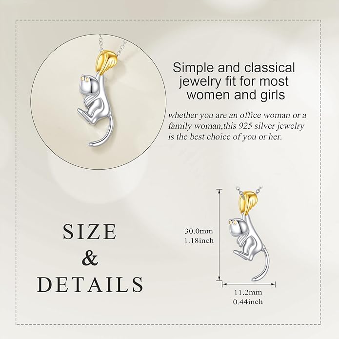 POPLYKE Spider/Butterfly/Fox/Killer Whale/Pande/Shark/Cat/Owl/Mermaid/Dragonfly Necklace 925 Sterling Sliver Animal Necklace Pendant Jewelry Gifts for Women