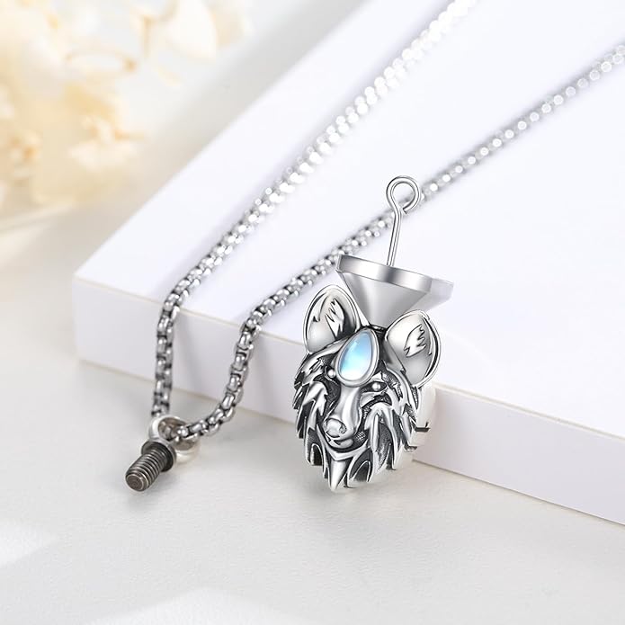 CUOKA MIRACLE Urn Necklace Ashes Sterling Silver Skull Urn Necklace Personalized Cremation Memorial Skull Ash Keepsake Pendant Cremation Jewelry