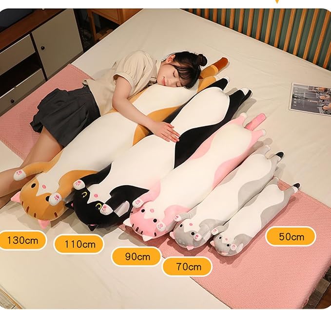 Long Cat Plush Kawaii Body Pillow, Cute Cat Stuffed Animals Soft Plushies.