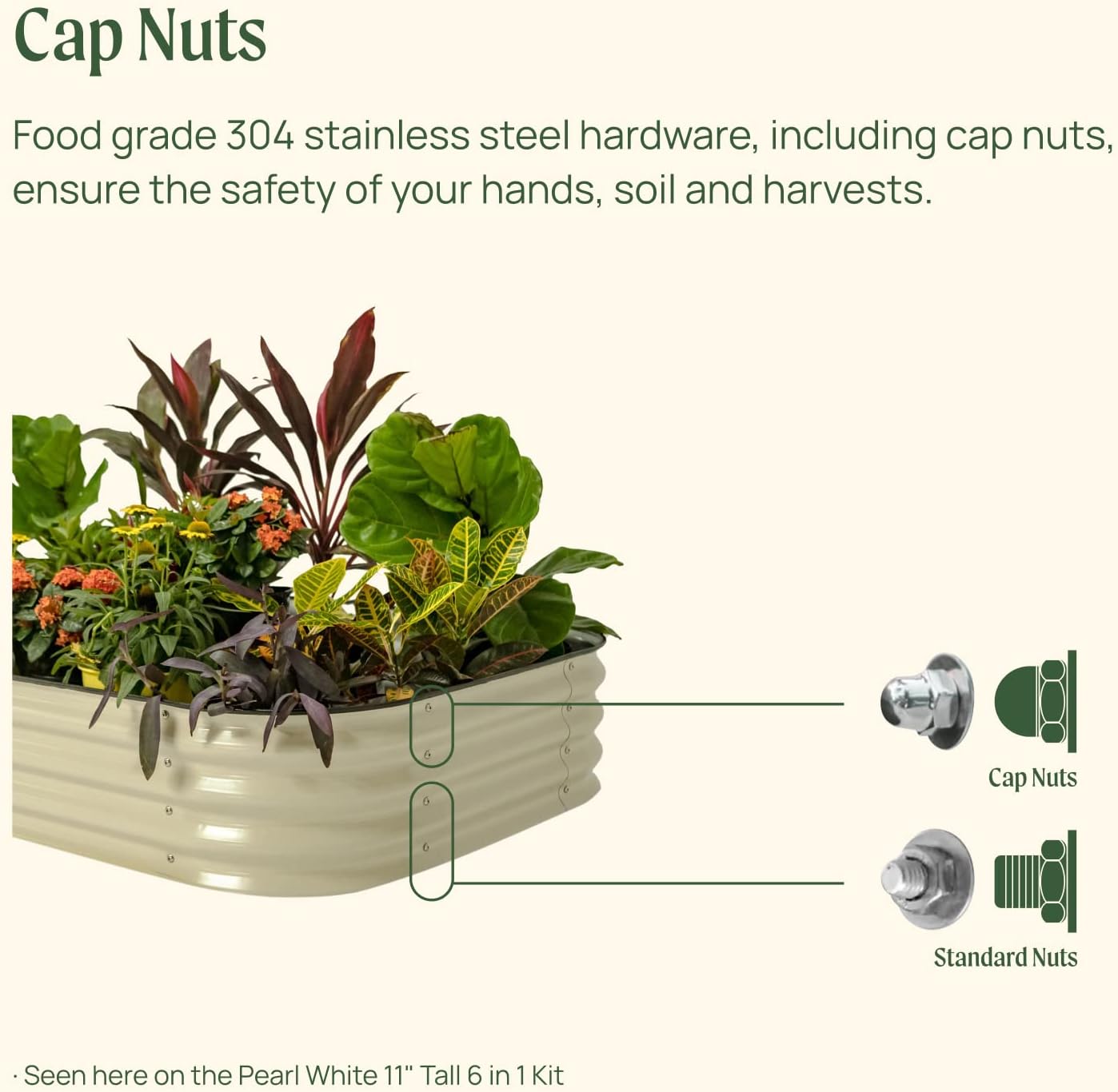 Vego garden Raised Garden Bed Kits, 11" Tall 9 in 1 8ft X 2ft Metal Raised Planter Bed for Vegetables Flowers Ground Planter Box-Pearl White