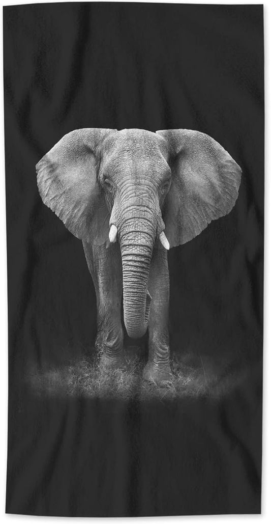 AOYEGO Elephant Beach Towels Wild Animal Wildlife Gray Elephants Microfiber Soft Towels for Bath Hair Hand Towel for Women/Men/Girls/Boys 15x30 Inch