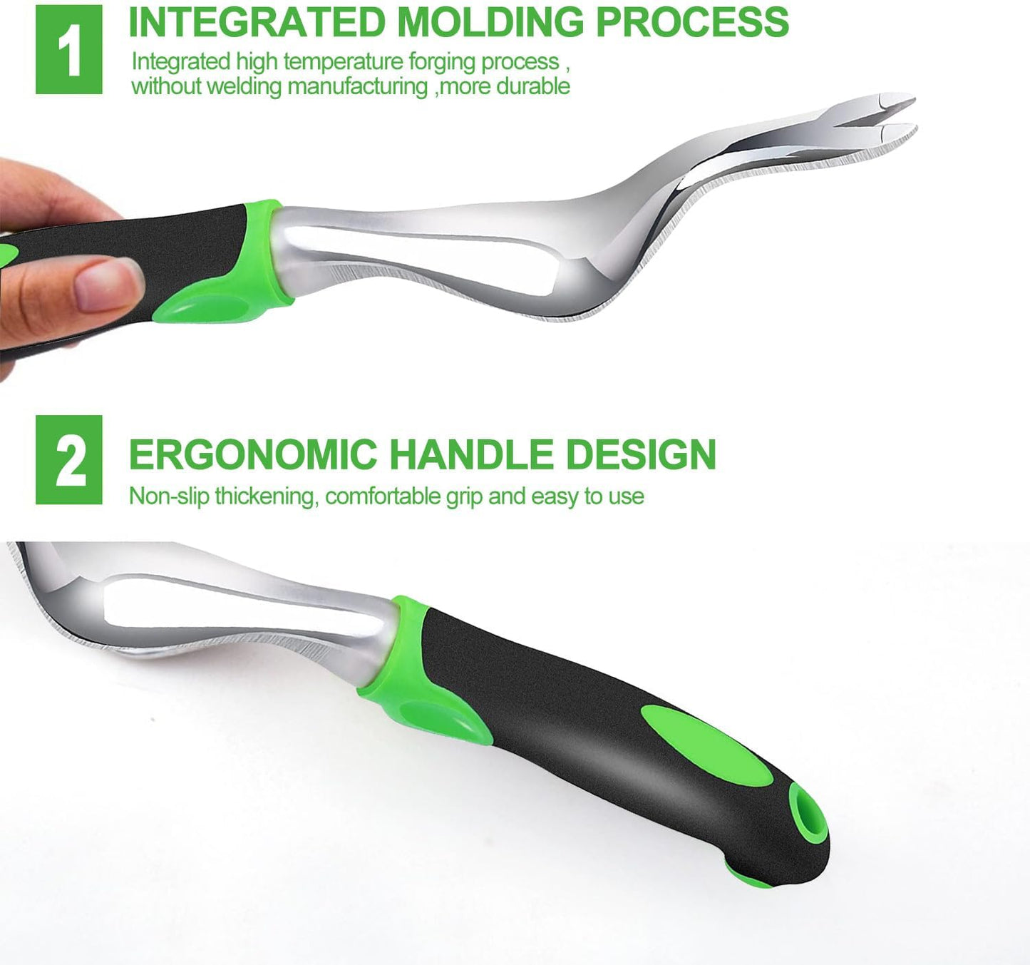 Kynup Garden Tools, Pitchforks, Garden Tools, Weeder Aluminum with Soft Rubberized Non-Slip Handle, Durable Garden Hand Tools Garden Gifts for Men Women