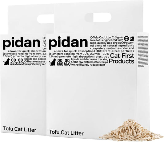 pidan Tofu Cat Litter Clumping,Flushable,Ultra Absorbent and Fast Drying, 100% Natural Ingredients Litter,Solubility in Water,Really Dust-Free,Less Scattering (5.3lb×2bags)