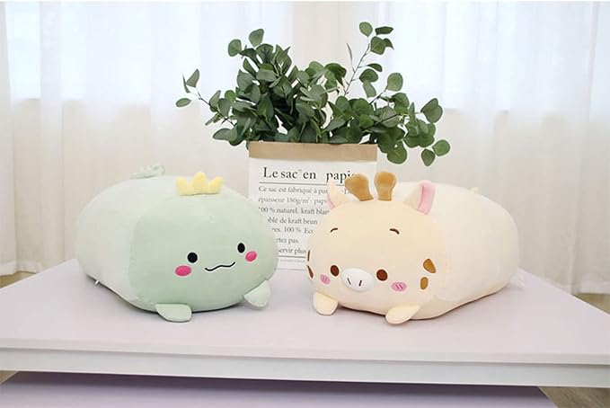 Cute Plush Dinosaur Stuffed Squishy Animal Cylindrical Body Pillow, Super Soft Dino Hugging Toy for Kids, Kawaii Sleeping Pillow, Gifts for Bedding or Home Decor, 8-Inch