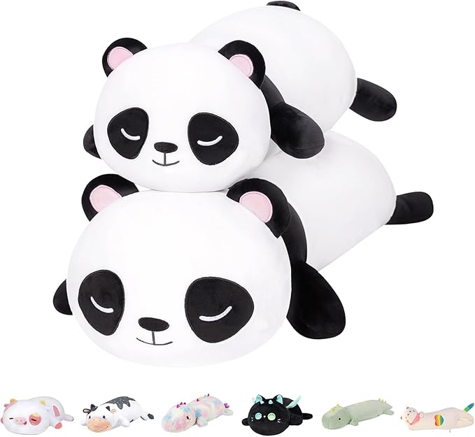 Panda Plush Body Pillow, 35” Panda Stuffed Animal, Cute Plushies Cuddle Pillow for Kids, Long Plush Toys, Birthday Gifts for Women, Girls and Males