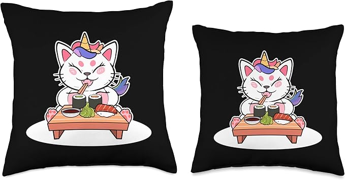 Sushi Cat Unicorn Cats Anime Figure Cute Ramen Manga Throw Pillow