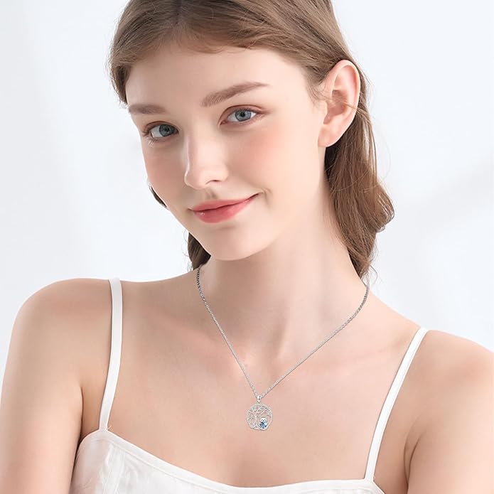 JUSTKIDSTOY Sterling Silver Cute Animal Pendant Necklace with Crystal Cat Pendant - Women's Cat Lovers Jewelry Gift