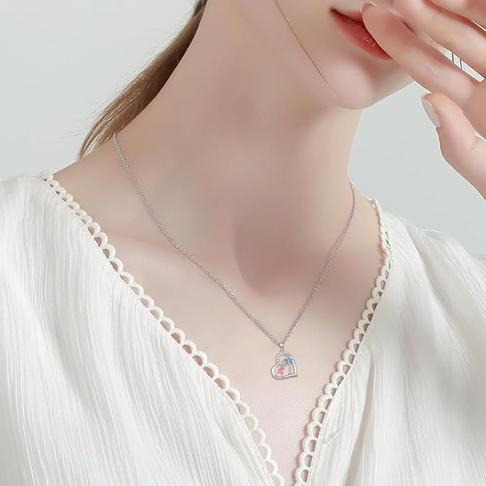 Cat Squirrel Llama Raccoon Tiger Cheetah Elephant Fox Sloth Koala Monkey Horse Dinosaur Axolotl Necklace Animal Pendant Heart Necklace 925 Sterling Silver