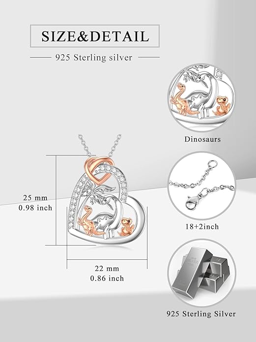 Mothers Day Gift for Mom 925 Sterling Silver Mama Bear/Dinosaur/Cat/Bird/Chicken Necklace with 1 2 3 4 5 Cubs Jewelry for Women Wife Grandma