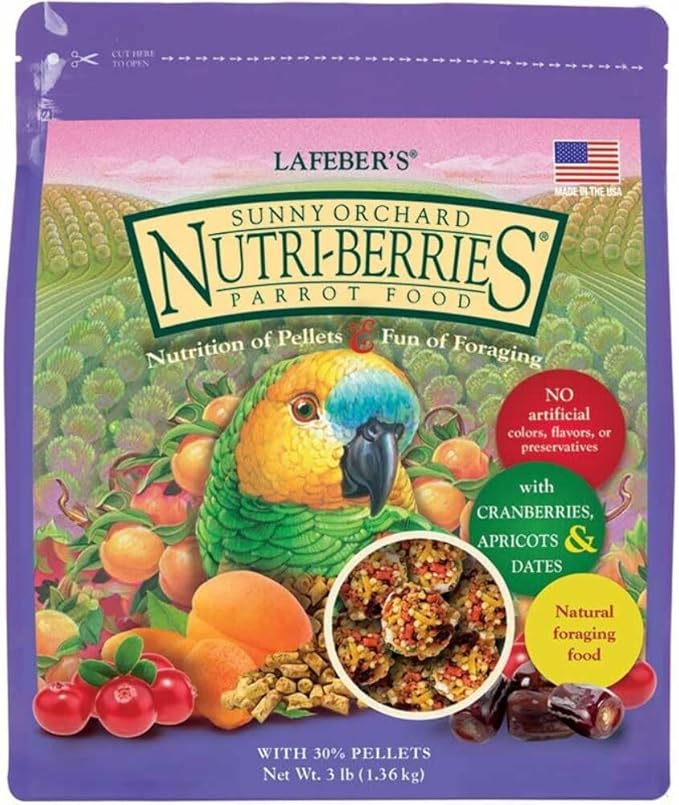 LAFEBER'S Sunny Orchard Nutri-Berries Pet Bird Food, Made with Non-GMO and Human-Grade Ingredients, for Parrots, 3 lb