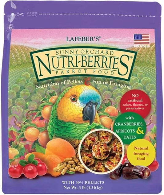 LAFEBER'S Sunny Orchard Nutri-Berries Pet Bird Food, Made with Non-GMO and Human-Grade Ingredients, for Parrots, 3 lb