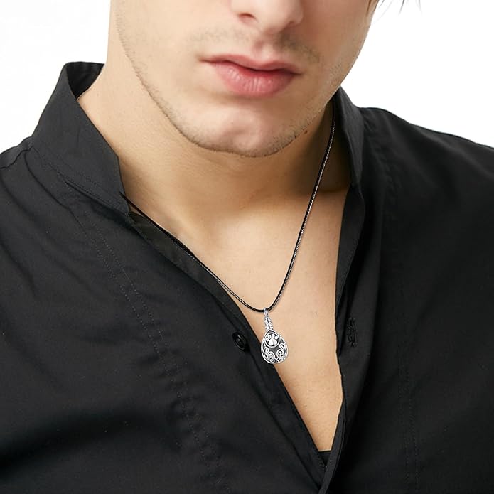 CUOKA MIRACLE Urn Necklace Ashes Sterling Silver Skull Urn Necklace Personalized Cremation Memorial Skull Ash Keepsake Pendant Cremation Jewelry