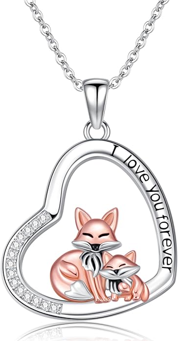 Cat Squirrel Llama Raccoon Tiger Cheetah Elephant Fox Sloth Koala Monkey Horse Dinosaur Axolotl Necklace Animal Pendant Heart Necklace 925 Sterling Silver