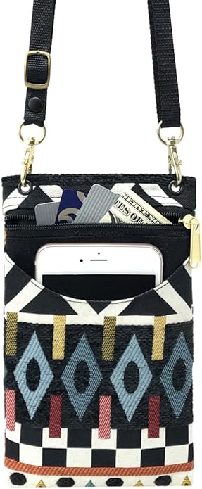 Danny K. Women's Tapestry Crossbody Cell Phone or Passport Purse, Handmade in USA