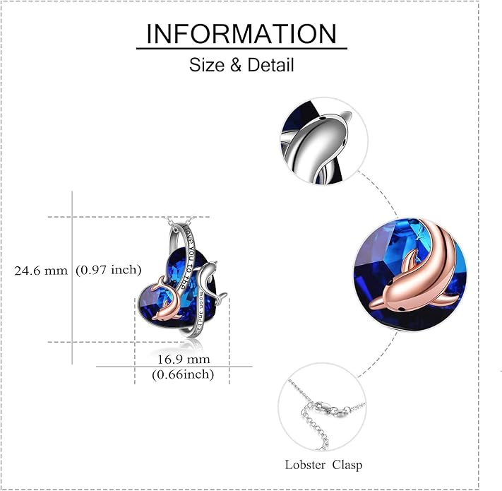 ONEFINITY Dolphin Necklaces 925 Sterling Silver Crystal Dolphin Pendant Ocean Jewelry Mother‘s Day Gifts for Women Mom Wife