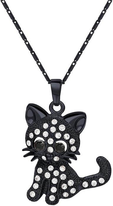 U7 Cat Pendant Necklace for Women Stainless Steel Cute Kitty Cat Jewelry Gift