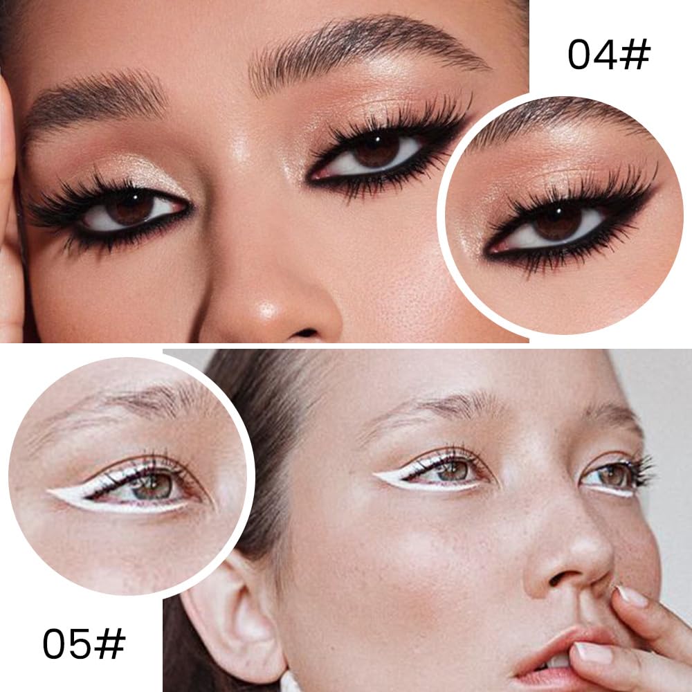 evpct 2Pcs Black White Gel Eyeliner Pencils Eye Black Face Paint Stick Lipstick Halloween Makeup Set Waterproof Smudge Proof Liquid Eyeliner Pen Crayon Smokey Eye delineador de ojos contra el agua