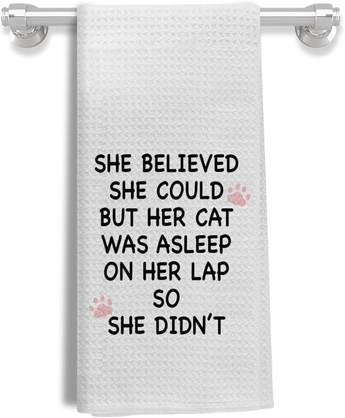 Cat Towels for Cat Lovers, Cat Kitchen Towels, Cat Mom Gifts, Cat Gifts for Cat Lovers Women, Cat Lady Gifts, Cat Hand Towels, Cat Dish Towels Tea Towels for Kitchen, 16x24 Inch