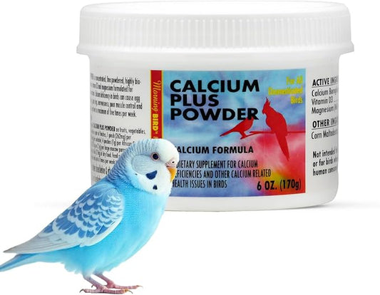 Morning Bird Calcium Plus Powder for Birds 6 oz – Calcium Carbonate Powder with Magnesium Glycinate & Vitamin D – Bone Strength & Immune Support Supplement – Calcium Formula for All Bird Sizes