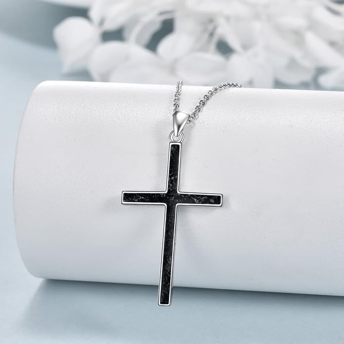 YFN Cross Necklace Sterling Silver Religious Cross Pendant Jewelry Christian Gifts for Women Men