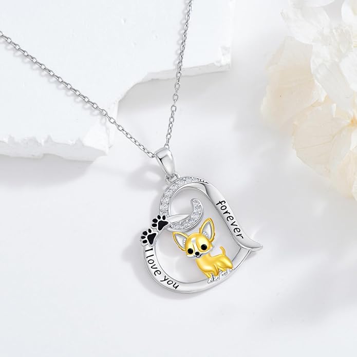 Dog/Paw Print/Infinity Necklace for Women 925 Sterling Silver Heart Dogs Pendant Necklaces Jewelry Christmas Birthday Gifts for Dog Lovers Friends