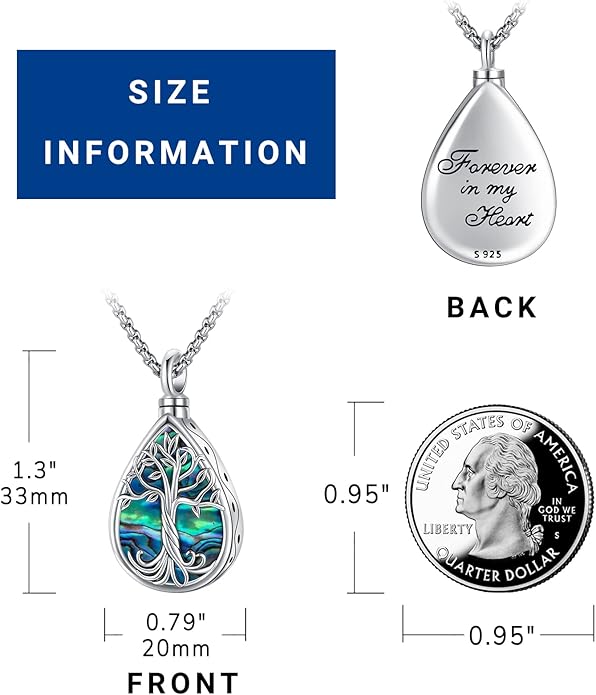 Eusense Cremation Jewelry for Ashes Urn Necklace to Put Ashes In 925 Sterling Silver Memorial Pendant Tree of Life Infinity Urn Necklaces for Ashes Necklace for Women Men