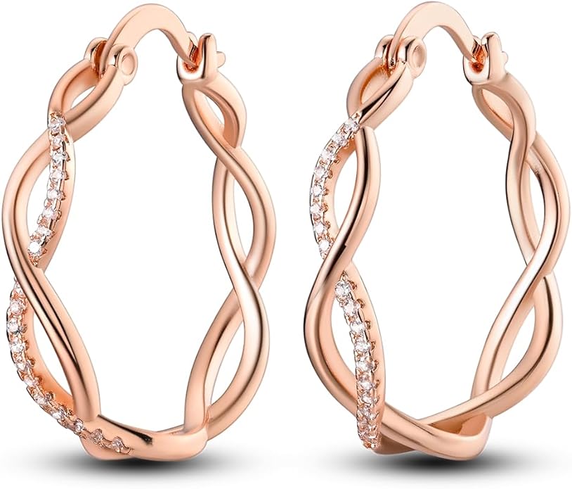 NARMO 925 Sterling Silver Hoop Earrings for Women Hypoallergenic Lightweight Simple Huggie Hoop Earrings Twisted Hoop Earrings Colorful Cubic Zirconia Hoop Earrings Rainbow Hoop Earrings