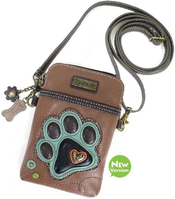 CHALA Cell Phone Crossbody Purse-Women PU Leather/Canvas Multicolor Handbag with Adjustable Strap