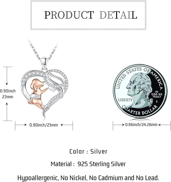 Dog Cat Necklace Pendant 925 Sterling Silver Pet Jewelry Gifts for Women