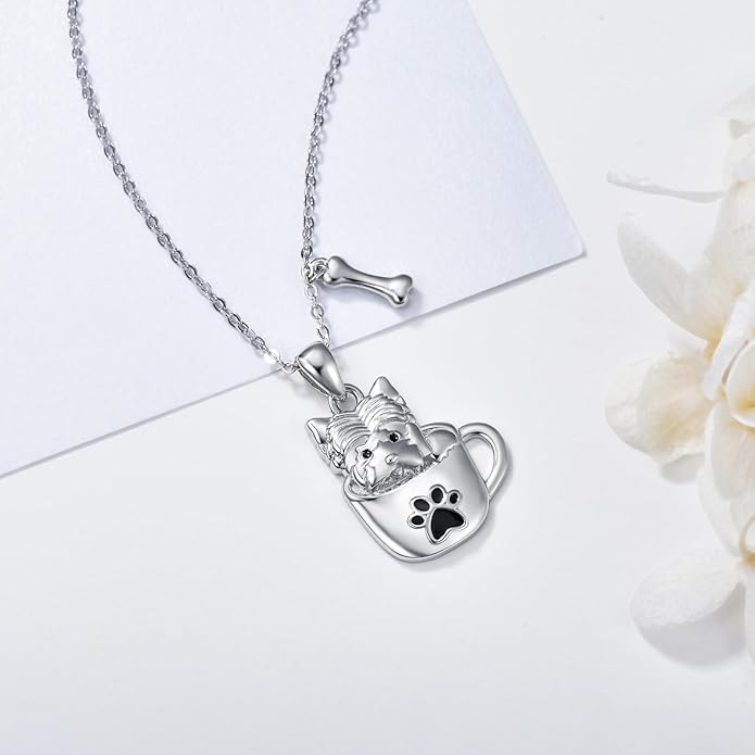 Dog Cat Necklace Pendant 925 Sterling Silver Pet Jewelry Gifts for Women
