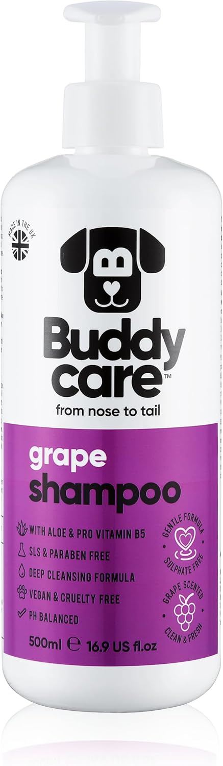 Grape Scented Puppy Shampoo by Buddycare | For Smelly Dogs from 8 Weeks | Aloe Vera & Pro Vitamin B5 (16.90oz)