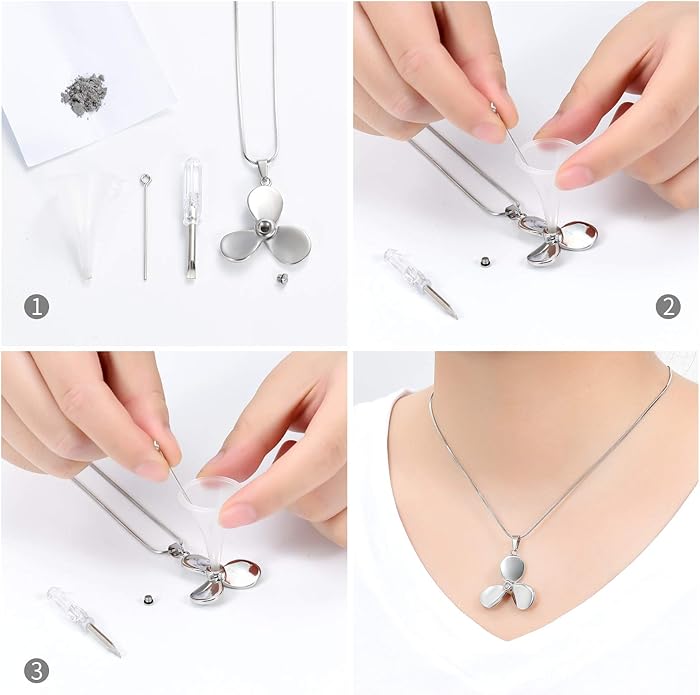 Flower Cremation Ashes Jewelry Cremation Necklace Memorial Locket for Ashes Keepsake Urn Pendants for Women/Men