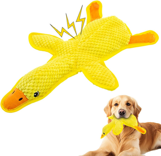 No Stuffing Dog Squeak Toys- Chew Toys for Small Medium Large Breed- Durable Puppy Teething Interactive to Keep Them Busy- Best Birthday Gift(Yellow Duck)