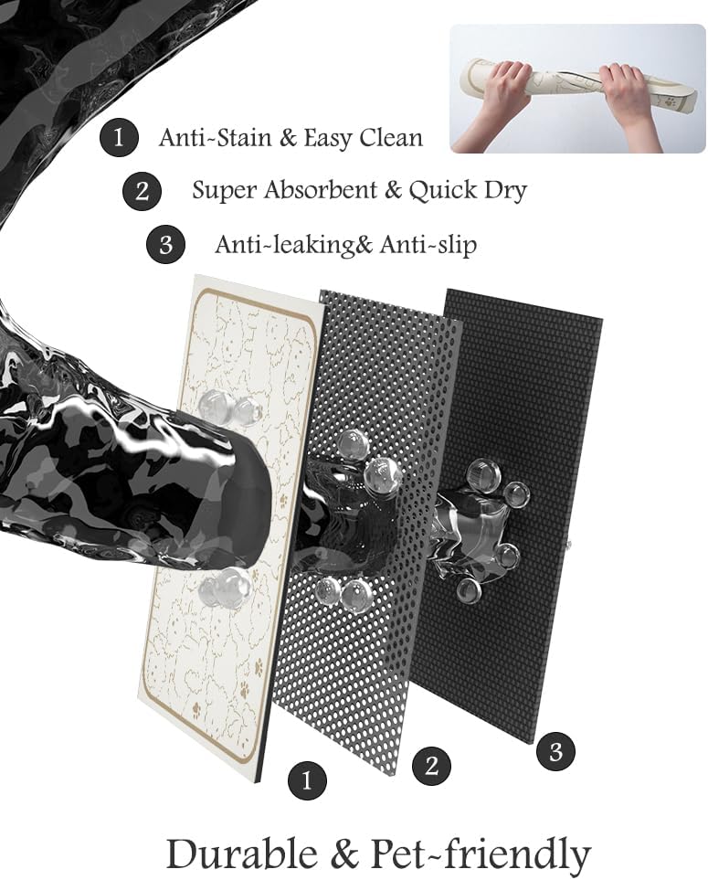 Pet Feeding Mat-Absorbent Dog Mat for Food and Water Bowl-No Stains Quick Dry Water Dispenser Mat-Dog Accessories Pet Supplies-Bowl for Messy Drinkers（FRAMEDOGS,17"x28"