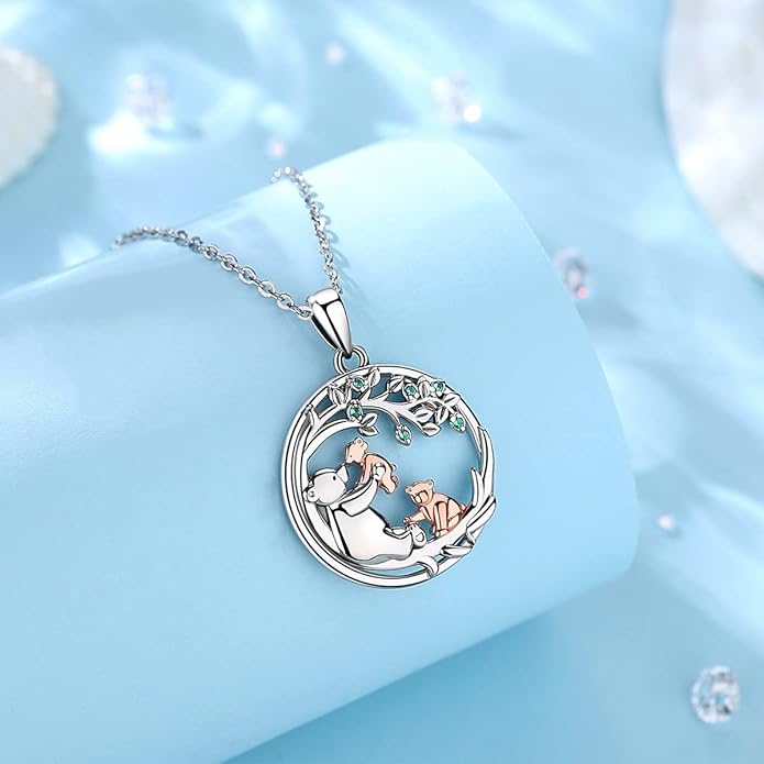 EUDORA Sterling Silver Mother Daughter Necklace for Women, Mama Son Daughter Necklace Pendant for Mom and Daughter,Mom Jewelry from Daughter Mother's Day Gift for Mother Daughter Aunt Grandma