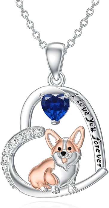Dachshund Necklace 925 Sterling Silver Dachshund Birthstone Pendant Cute Animal Puppy Dog Dachshund Jewelry Gifts for Women Dachshund Lover