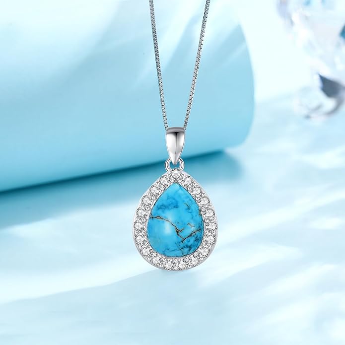 Urn necklace for Ashes 925 Sterling Silver Opal/Turquoise/Moonstone/Moss agate Pendant Cremation Memory Jewelry Keepsake Gifts for Women