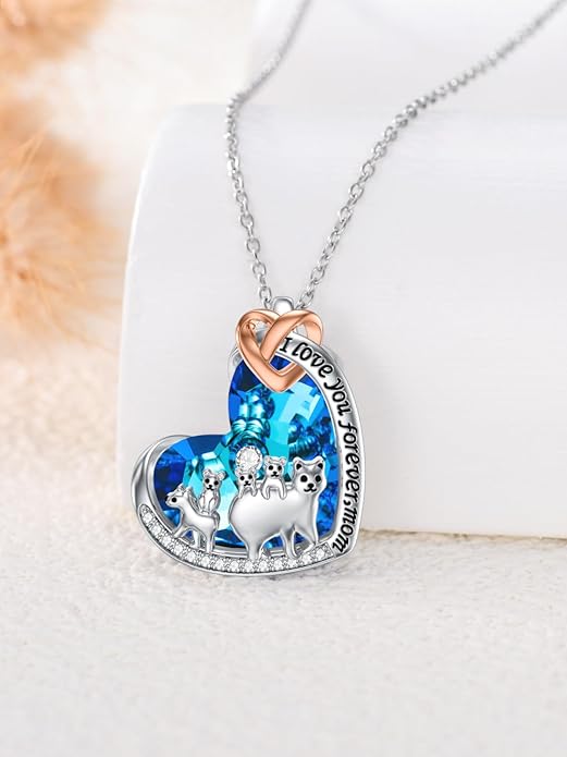 Mothers Day Gift for Mom 925 Sterling Silver Mama Bear/Dinosaur/Cat/Bird/Chicken Necklace with 1 2 3 4 5 Cubs Jewelry for Women Wife Grandma